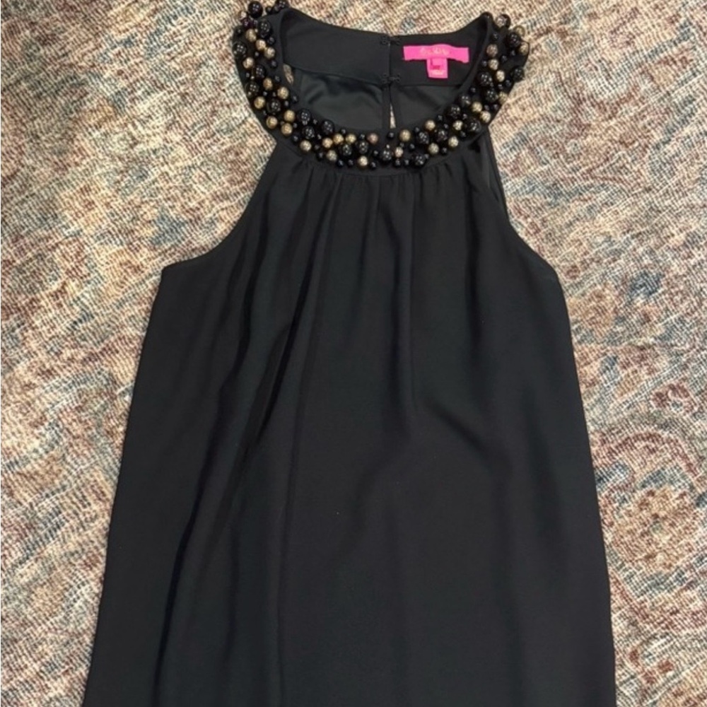 Lilly Pulitzer Black Cocktail Dress with Beaded Neckline